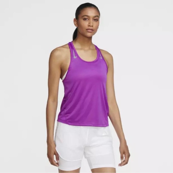 Nike Tops - Nike Miller Tank Top Racerback Jersey Double Logo Magenta Fuschia Pink Purple XS